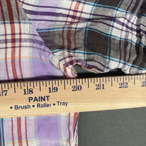 Liz Claiborne 100%‎ Linen Button Shirt Casual Mens Size Small Plaid - Picture 6 of 7